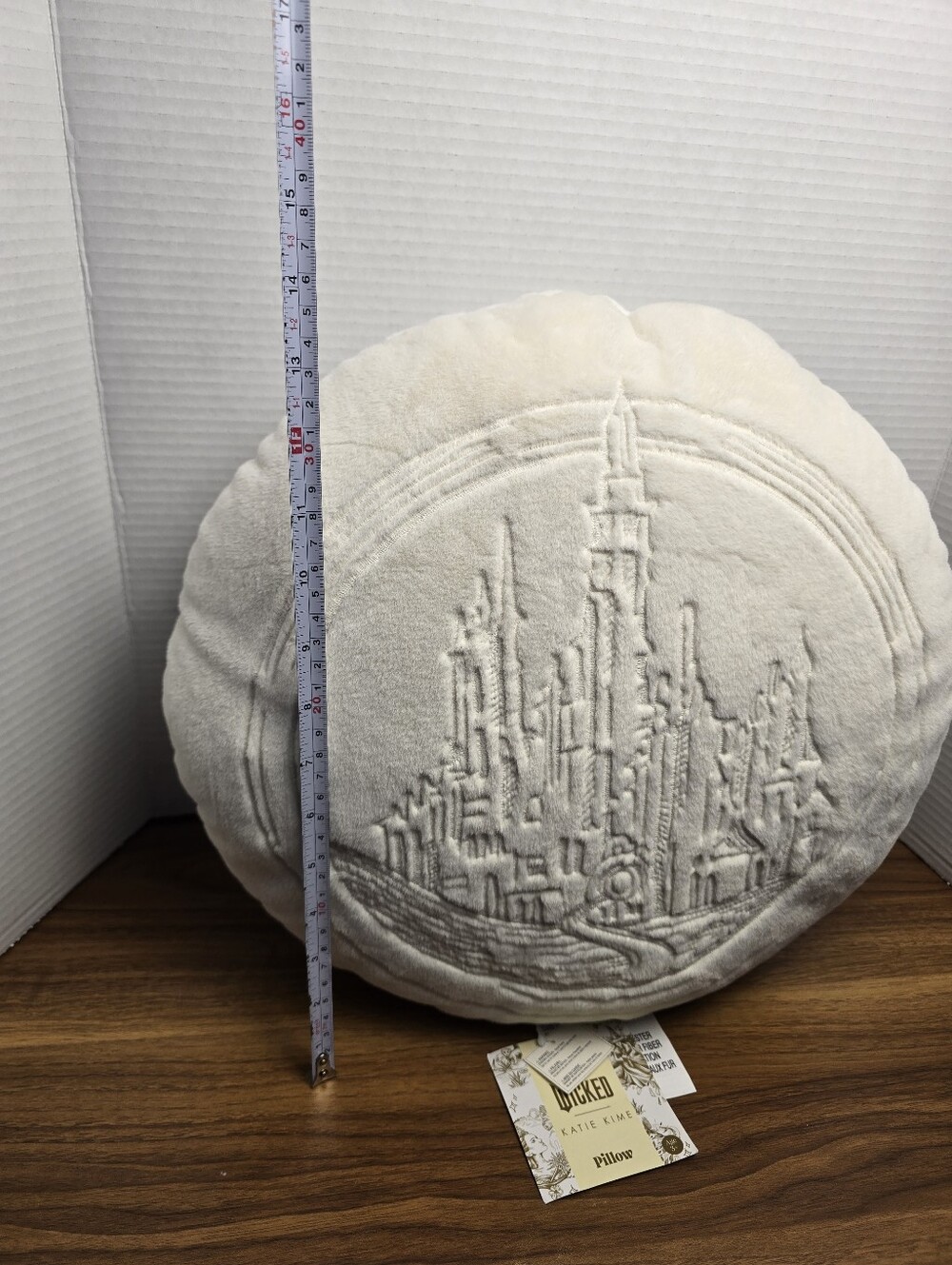 Wicked For Good Katie Kime Round Pillow Embroidered Glinda Castle in Ivory - Picture 6 of 8